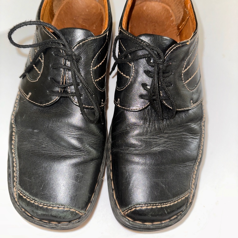 Josef Seibel Black Leather Oxfords Timeless Design Eu Sz 40/7-7.5